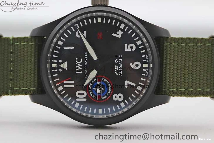 MIROTIME 0304 Packable Mark XVIII ‘TOPGUN SFTI’ Ceramic M+F Best Edition Black Dial on Green Nylon Strap 7048